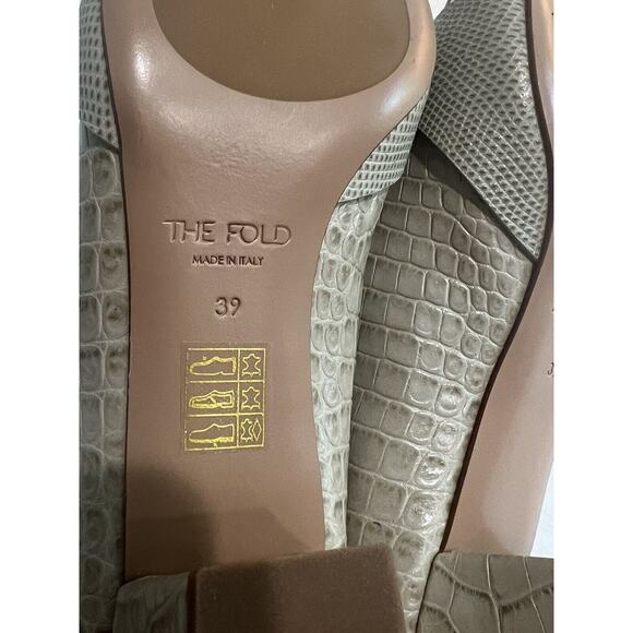 NEW The Fold London Isola 45 Mid Heel Grey Croc-Embossed Leather 38 (8) - Picture 7 of 12